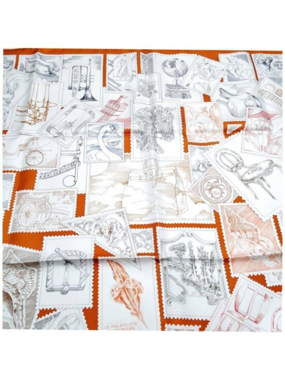 Hermes Le Philatéliste du Faubourg Silk Scarf Orange - Picture 6 of 10